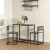 3 delige Bartafel Set Hoge Tafel Set 3 delig, 2 Stoelen, 1 Tafel, 90 Cm X 47 Cm X 76 Cm, Grijs