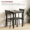 3 delige Eetgroep, Eettafelset, 1 Tafel, 2 Stoelen, MDF+Metaal, Grijs