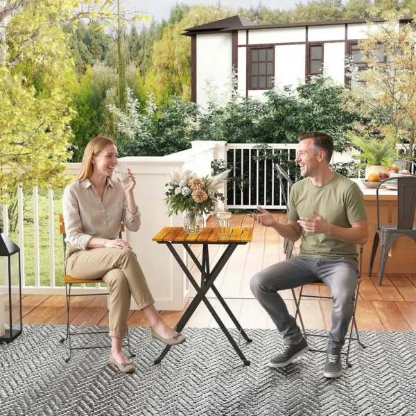 3 delige Eetgroep Voor 2 Personen Inklapbare Eettafel Met 2 Inklapbare Stoelen Voor Terras Balkon Teak