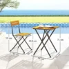 3 delige Eetgroep Voor 2 Personen Inklapbare Eettafel Met 2 Inklapbare Stoelen Voor Terras Balkon Teak