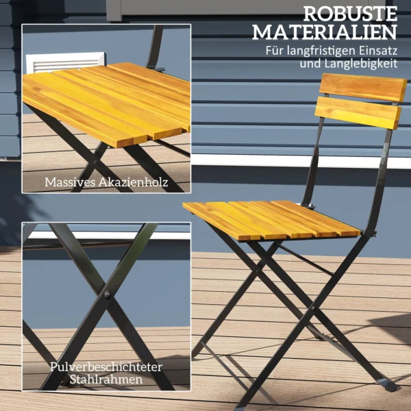 3 delige Eetgroep Voor 2 Personen Inklapbare Eettafel Met 2 Inklapbare Stoelen Voor Terras Balkon Teak