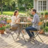 3 delige Eetgroep Voor 2 Personen Inklapbare Eettafel Met 2 Inklapbare Stoelen Voor Terras Balkon Teak