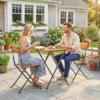 3 delige Eetgroep Voor 2 Personen Inklapbare Eettafel Met 2 Inklapbare Stoelen Voor Terras Balkon Teak