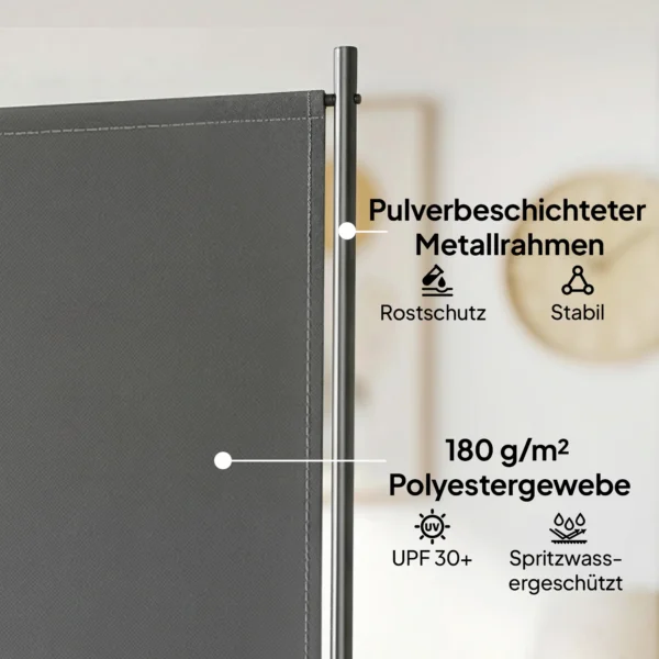 3 delige Ruimteverdeler 260 X 30 Cm Vrijstaande Paravent Scheidingswand Privacy Scherm Gemaakt Van Metaal, Outdoor Ruimteverdeler Donkergrijs