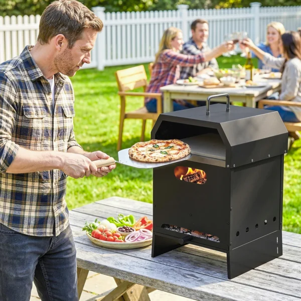 3 in 1 Buiten Pizzaoven Houtgestookte Pizza Oven 2 Niveau Oven Met Pizzasteen Handvatten Pizzaschep