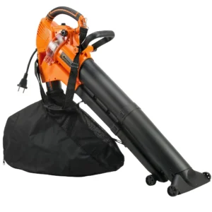 3000W 3 in 1 Elektrische Bladblazer En Stofzuiger Met 40L Opvangzak, 4 Wielen, Verstelbare Riem, Oranje