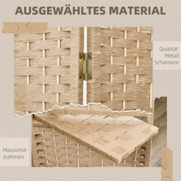 4 delige Kamerverdeler, 160 X 170 Cm, Opvouwbare Scheidingswand Met 2 Planken