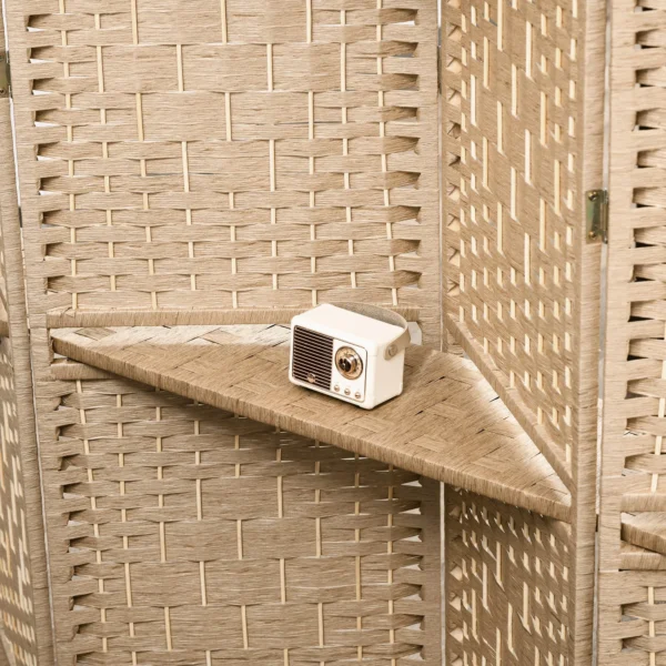 4 delige Kamerverdeler, 160 X 170 Cm, Opvouwbare Scheidingswand Met 2 Planken