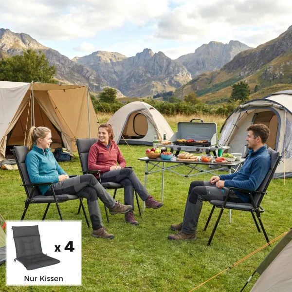 4 delige Set Waterafstotende Antislip Stoelkussens Met Banden, Binnen Buiten 111,5 X 53 X 8 Cm Donkergrijs