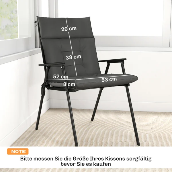 4 delige Set Waterafstotende Antislip Stoelkussens Met Banden, Binnen Buiten 111,5 X 53 X 8 Cm Donkergrijs