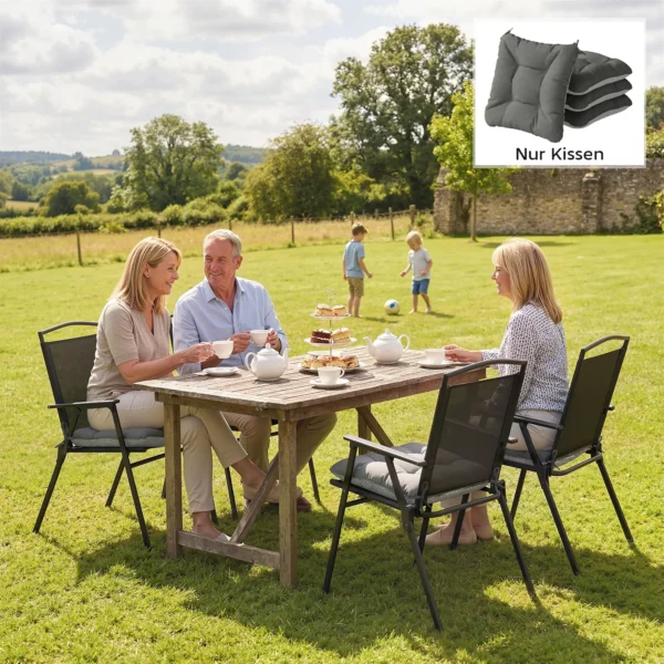 4 delige Set Zitkussens 39,5 X 39,5 X 10 Cm Stoelkussens Met Banden, Antislip Outdoor Indoor Zitkussen