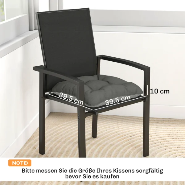 4 delige Set Zitkussens 39,5 X 39,5 X 10 Cm Stoelkussens Met Banden, Antislip Outdoor Indoor Zitkussen