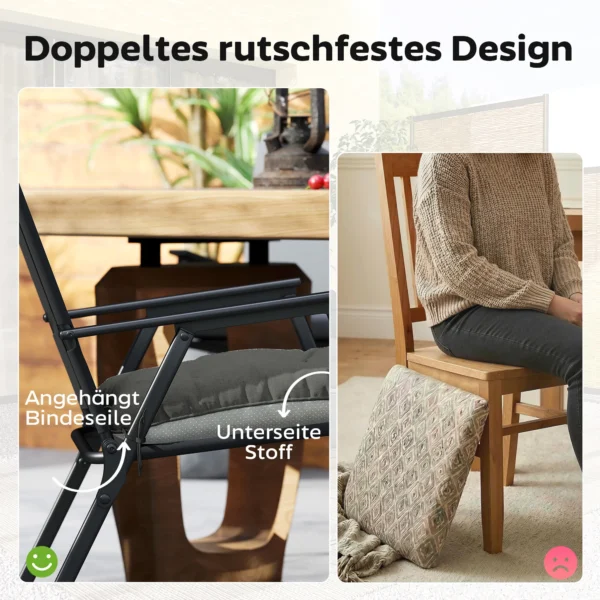 4 delige Set Zitkussens 39,5 X 39,5 X 10 Cm Stoelkussens Met Banden, Antislip Outdoor Indoor Zitkussen