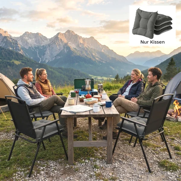 4 delige Set Zitkussens 39,5 X 39,5 X 10 Cm Stoelkussens Met Banden, Antislip Outdoor Indoor Zitkussen