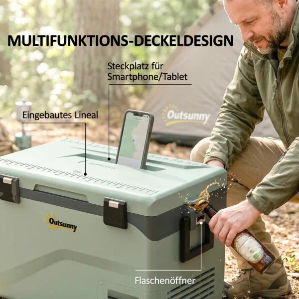 42,5 Liter Compressor Koelbox Stille Elektrische Mini Koelkast Tot 20℃ Koelbox Met Bluetooth Rolhandvat Mobiele Telefoonhouder