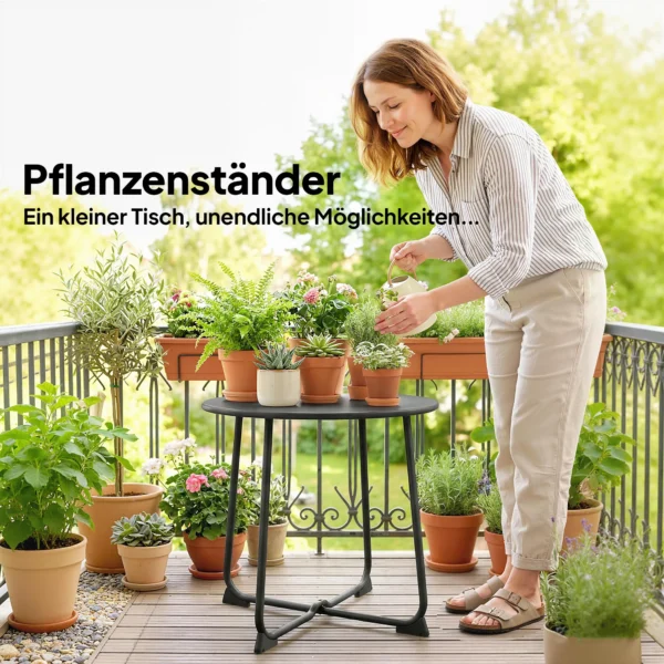 50 Cm Runder Outdoor Tafel, Metalen Tuinbanktafel Met X vormig Frame En Antislip Voeten, Zwart