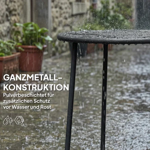 50 Cm Runder Outdoor Tafel, Metalen Tuinbanktafel Met X vormig Frame En Antislip Voeten, Zwart