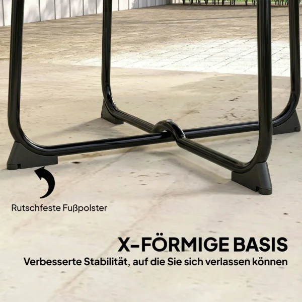 50 Cm Runder Outdoor Tafel, Metalen Tuinbanktafel Met X vormig Frame En Antislip Voeten, Zwart