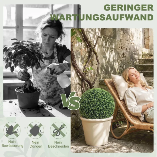 52 Cm Kunstmatige Buxusballen In Set Van 2, UV bestendige Decoratieve Planten Met 1086 Bladeren Voor Binnen En Buiten