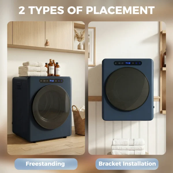 5kg Ablufttrockner, 1000W Compacte Vrijstaande Voorlader Wasdroger Met Roestvrijstalen Trommel, Timer, Blauw
