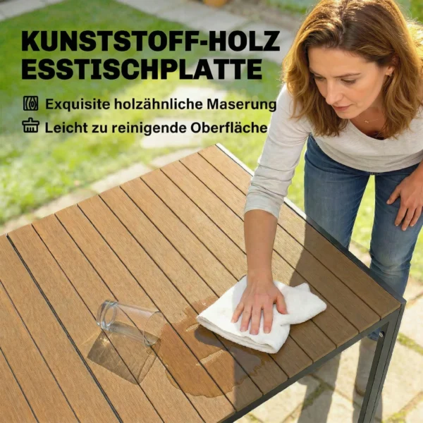 7 delig Tuinmeubelset, Tuinset Met 1 Eettafel, 6 Stoelen, Kussens, Voor Terras, Natuurhout