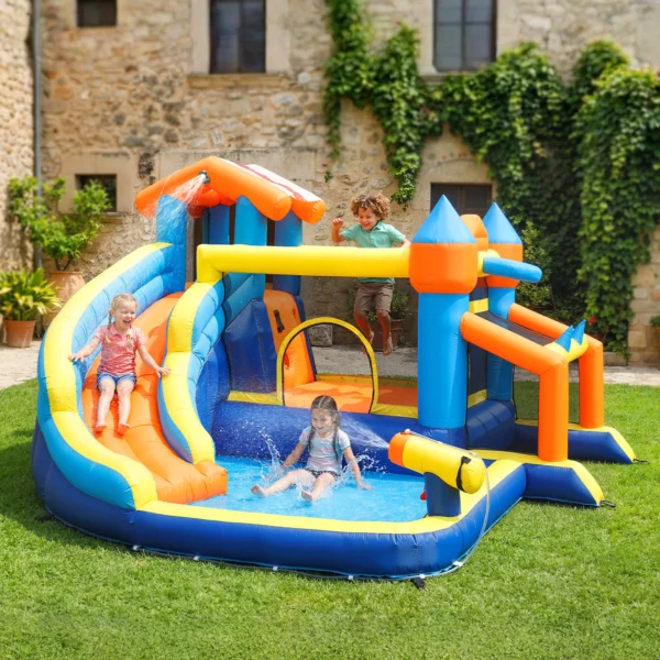 8 in 1 Springkasteel Met Blower Glijbaan Zwembad Trampoline Klimmuur Voor Binnen Buiten 350x325x210cm Veelkleurig