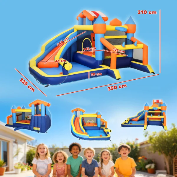 8 in 1 Springkasteel Met Blower Glijbaan Zwembad Trampoline Klimmuur Voor Binnen Buiten 350x325x210cm Veelkleurig