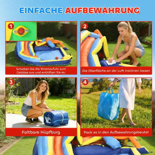 8 in 1 Springkasteel Met Blower Glijbaan Zwembad Trampoline Klimmuur Voor Binnen Buiten 350x325x210cm Veelkleurig