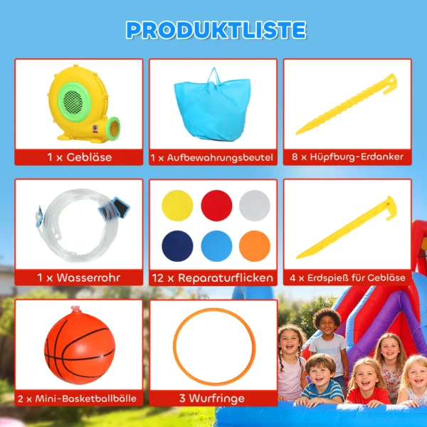 8 in 1 Springkasteel Met Blower Glijbaan Zwembad Trampoline Klimmuur Voor Binnen Buiten 350x325x210cm Veelkleurig