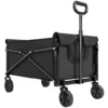 80L Festivalwagen Op Wielen, Compacte Opvouwbare Tuinwagen Met Verstelbare Handgreep, Zwart