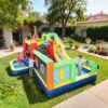 9 in 1 Opblaasbaar Springkasteel Met Blower Glijbaan Zwembad Waterpistool Voor 3 8 Jaar 330x290x185 Cm Veelkleurig