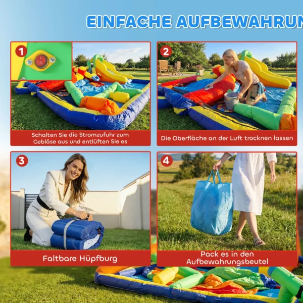 9 in 1 Opblaasbaar Springkasteel Met Blower Glijbaan Zwembad Waterpistool Voor 3 8 Jaar 330x290x185 Cm Veelkleurig