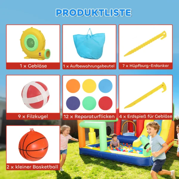 9 in 1 Opblaasbaar Springkasteel Met Blower Glijbaan Zwembad Waterpistool Voor 3 8 Jaar 330x290x185 Cm Veelkleurig
