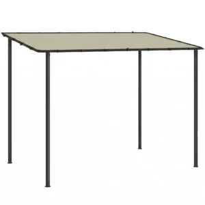 Aanbouwpaviljoen Pergola Met Metalen Frame Dak, Weerbestendig Wandmonteerbaar Paviljoen Luifel, 3 X 1,8 X 2,3 M Crèmewit