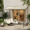 Aanbouwpaviljoen Pergola Met Metalen Frame Dak, Weerbestendig Wandmonteerbaar Paviljoen Luifel, 3 X 1,8 X 2,3 M Crèmewit