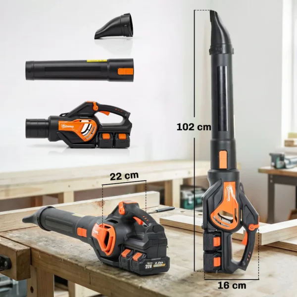 Accu bladblazer 20V Draadloos Met 2x4.0Ah Batterij & Oplader Turbo Boost 162,7 Km/u Blaassnelheid