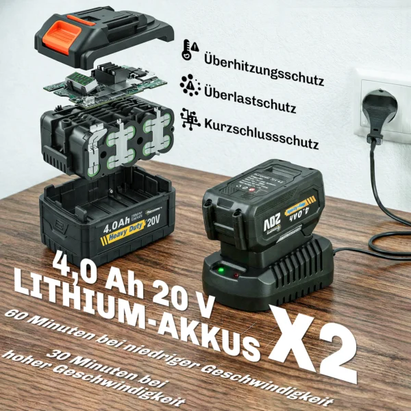 Accu bladblazer 20V Draadloos Met 2x4.0Ah Batterij & Oplader Turbo Boost 162,7 Km/u Blaassnelheid