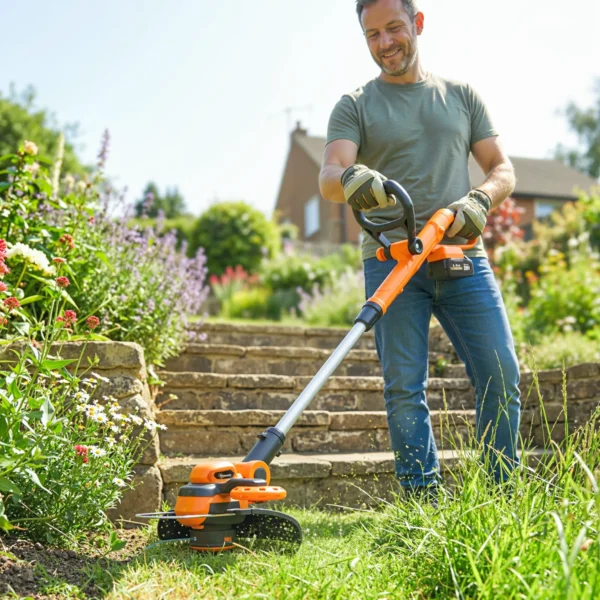 Accu Grastrimmer 21V Bosmaaier Met 2x4.0Ah Accu's Oplader 25 Cm Snijbreedte Verstelbare Telescoopgreep