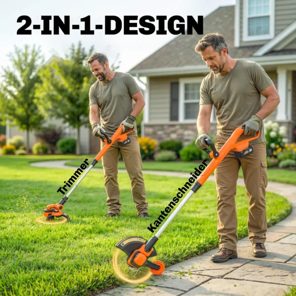 Accu Grastrimmer 21V Bosmaaier Met 2x4.0Ah Accu's Oplader 25 Cm Snijbreedte Verstelbare Telescoopgreep