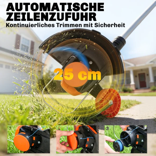 Accu Grastrimmer 21V Bosmaaier Met 2x4.0Ah Accu's Oplader 25 Cm Snijbreedte Verstelbare Telescoopgreep