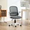 Ademende Mesh Bureaustoel, Ergonomische Draaistoel Met Opklapbare Armleuningen En Lendensteun, Grijs