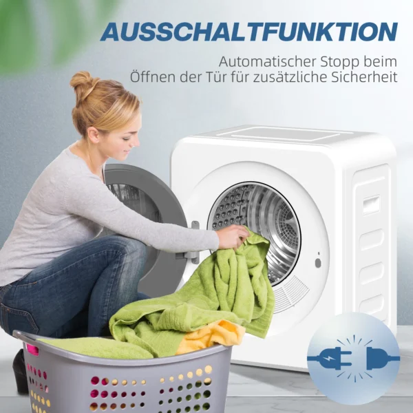 Afvoerdroger, 4 Kg Voorlader Wasdroger Met Roestvrijstalen Trommel, 800W Compact Vrijstaand, Wit