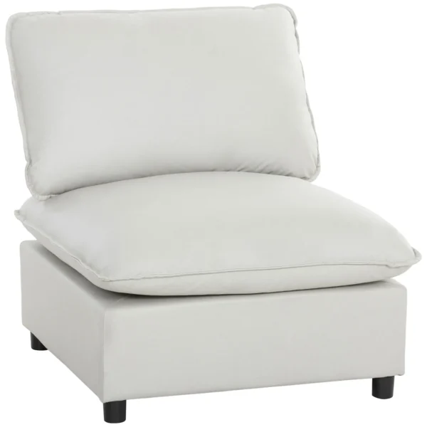 Akzentstoel, Moderne Leathaire stoel Met Brede En Diepe Zitplaats, Dikke Kussens, Eenvoudige Montage, Grijs