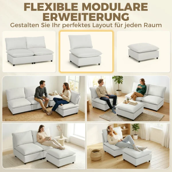 Akzentstoel, Moderne Leathaire stoel Met Brede En Diepe Zitplaats, Dikke Kussens, Eenvoudige Montage, Grijs