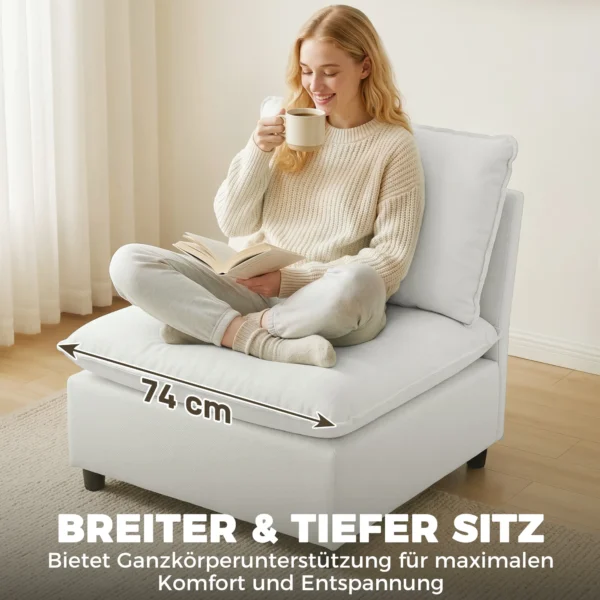 Akzentstoel, Moderne Leathaire stoel Met Brede En Diepe Zitplaats, Dikke Kussens, Eenvoudige Montage, Grijs