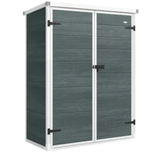 Apparatenhuis 0,8m², Tuinschuur Met Inklapbare Planken, 134 X 68,5 X 170 Cm Kunststof Met Afsluitbare Dubbele Deur Bodem