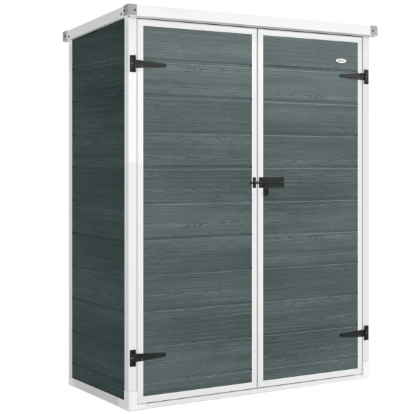 Apparatenhuis 0,8m², Tuinschuur Met Inklapbare Planken, 134 X 68,5 X 170 Cm Kunststof Met Afsluitbare Dubbele Deur Bodem