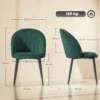 Armloze Eetkamerstoelen Met Gebogen Rugleuning Set Van 2, Fluweel look Accentstoelen Voor Keuken, Woonkamer, Donkergroen