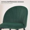 Armloze Eetkamerstoelen Met Gebogen Rugleuning Set Van 2, Fluweel look Accentstoelen Voor Keuken, Woonkamer, Donkergroen