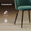 Armloze Eetkamerstoelen Met Gebogen Rugleuning Set Van 2, Fluweel look Accentstoelen Voor Keuken, Woonkamer, Donkergroen